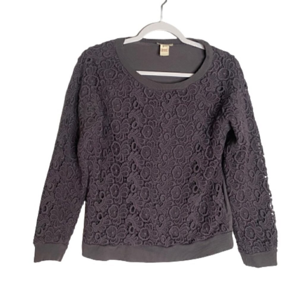 Sundance Purple Lace Overlay Pullover Sweatshirt